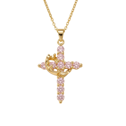 Colgante de cruz y corona religioso