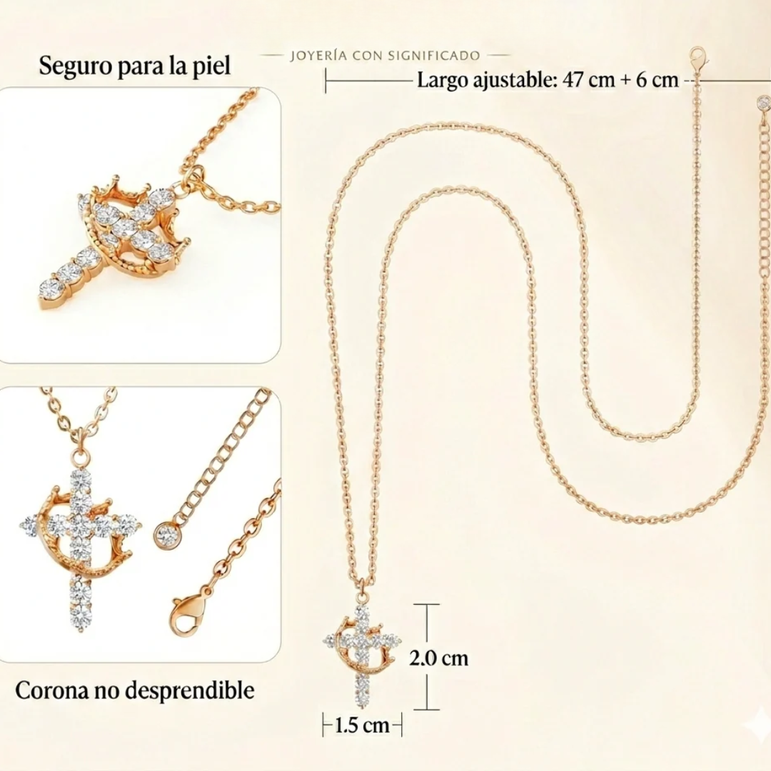 Colgante de cruz y corona religioso
