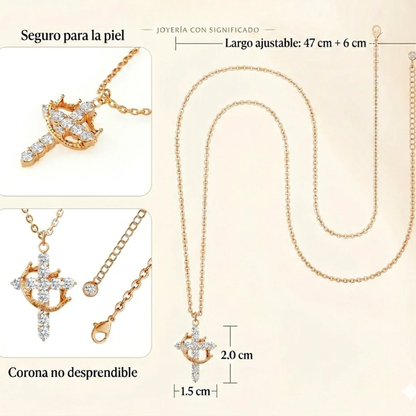 Colgante de cruz y corona religioso